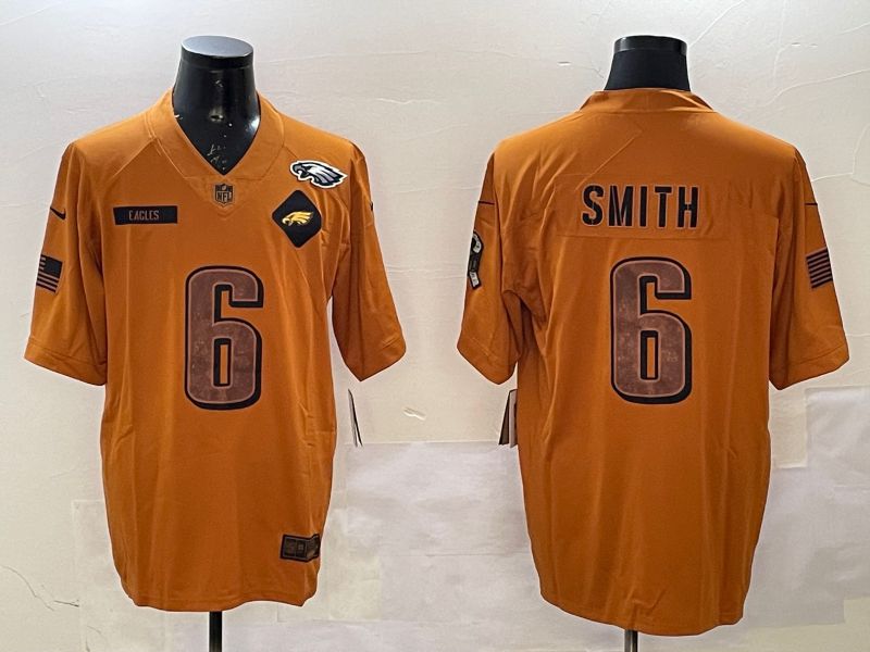 Men Philadelphia Eagles #6 Smith Yellow Nike 2025 Salute to Service Limited NFL Jersey style 5->philadelphia eagles->NFL Jersey
